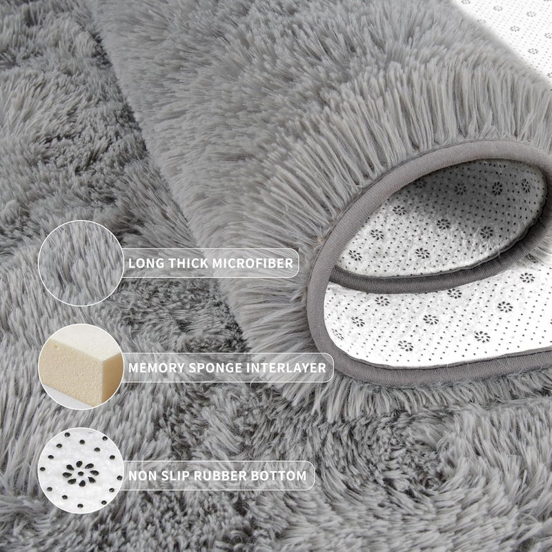 Tepook Super Soft Fluffy Rugs for Living Room, Area Rugs 8x10 for Bedroom, Modern Shaggy Rug Fuzzy Carpets for Kids, Plush Indoor Nursery Home Decor Rug with Non-Slip Bottom, Grey - Image 5